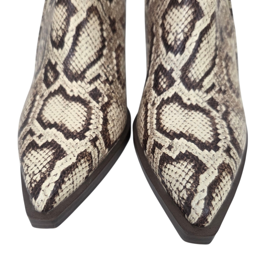 Vince Camuto Gradina Leather Ankle Boots Womens 7 Python Snake Print Block Heel - Picture 4 of 12